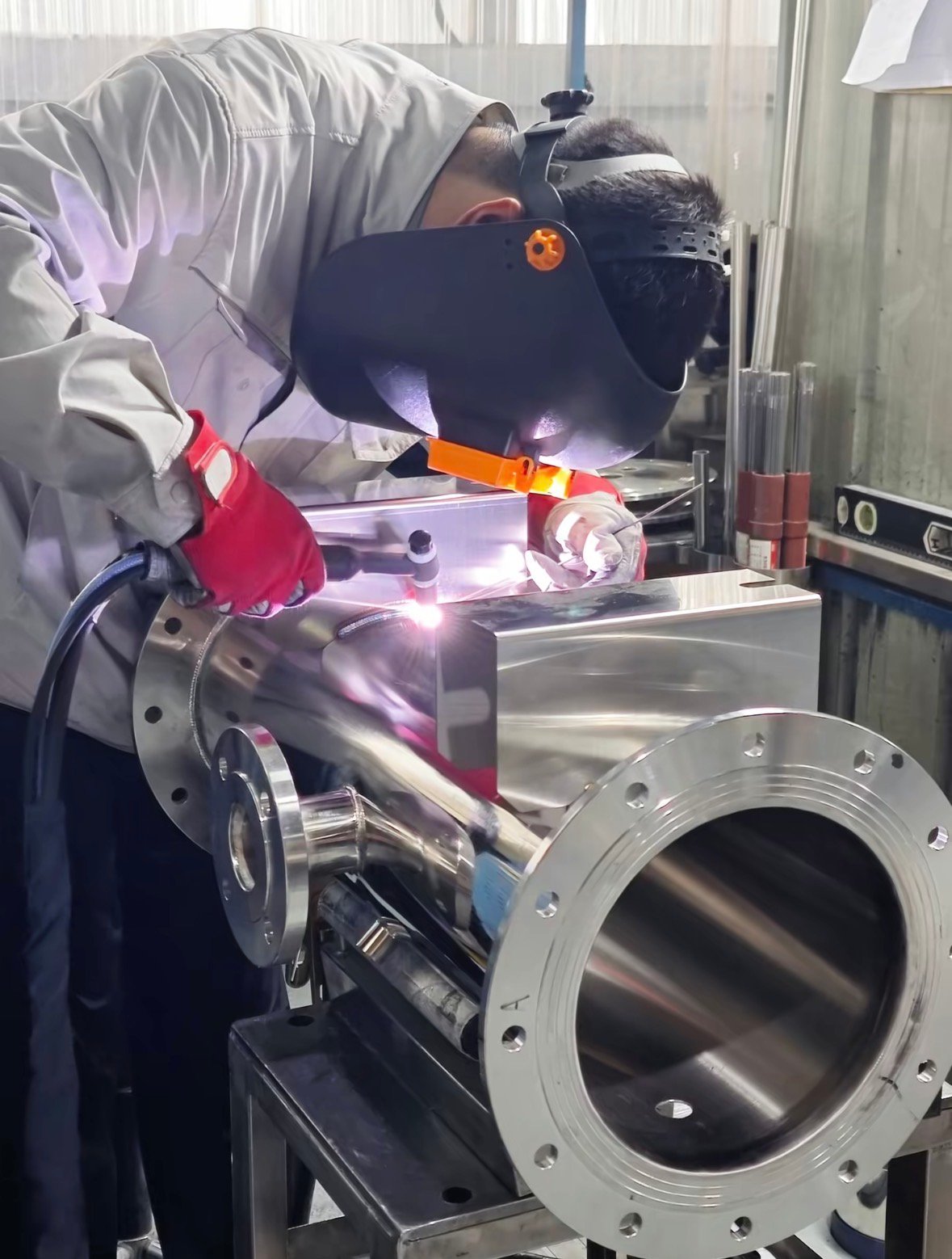 Argon Arc TIG Welding on Stainless Steel Manifold for DTRO