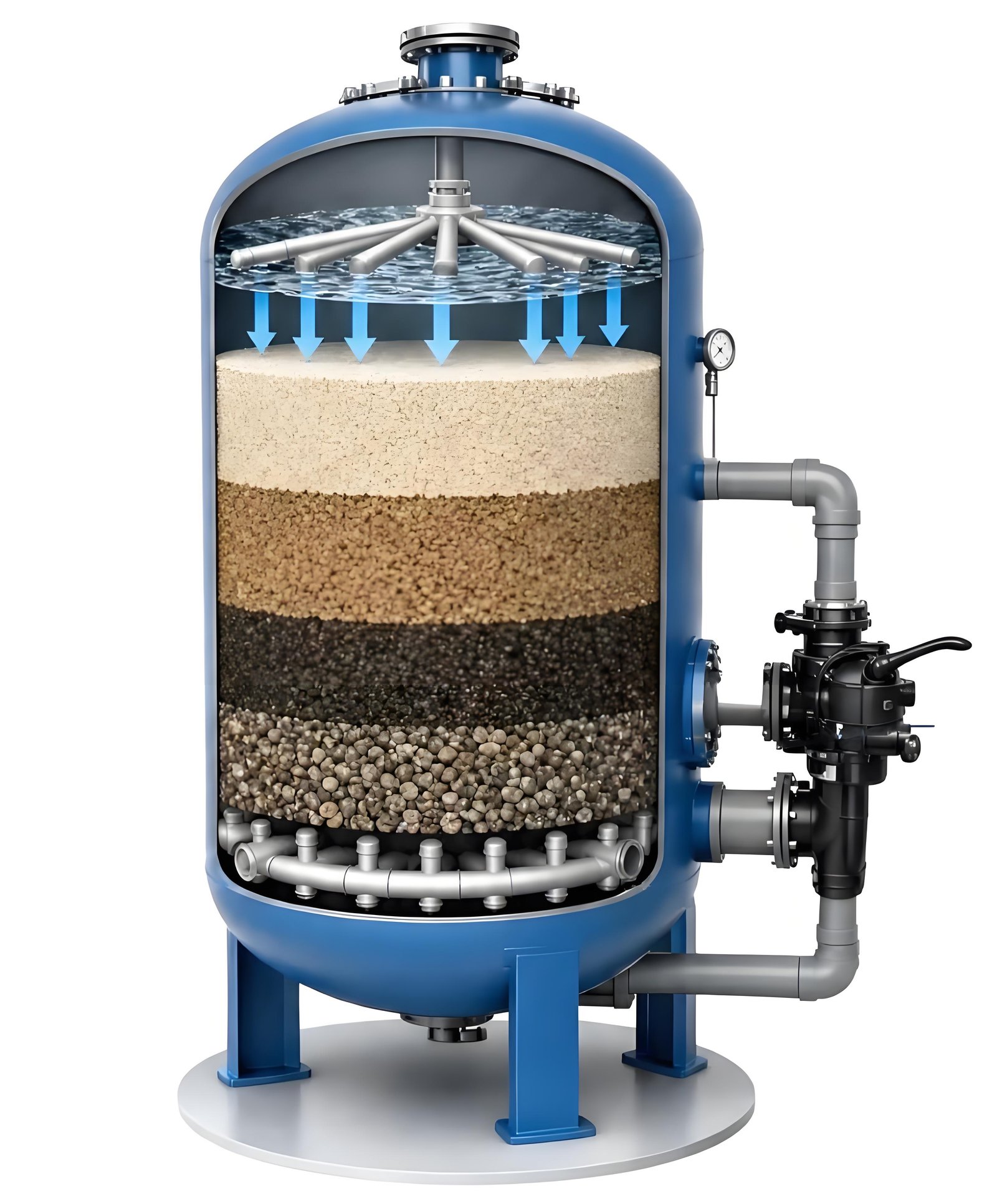 WANDONG ENVIRO Multi-Media Filter Tank 3D Cutaway