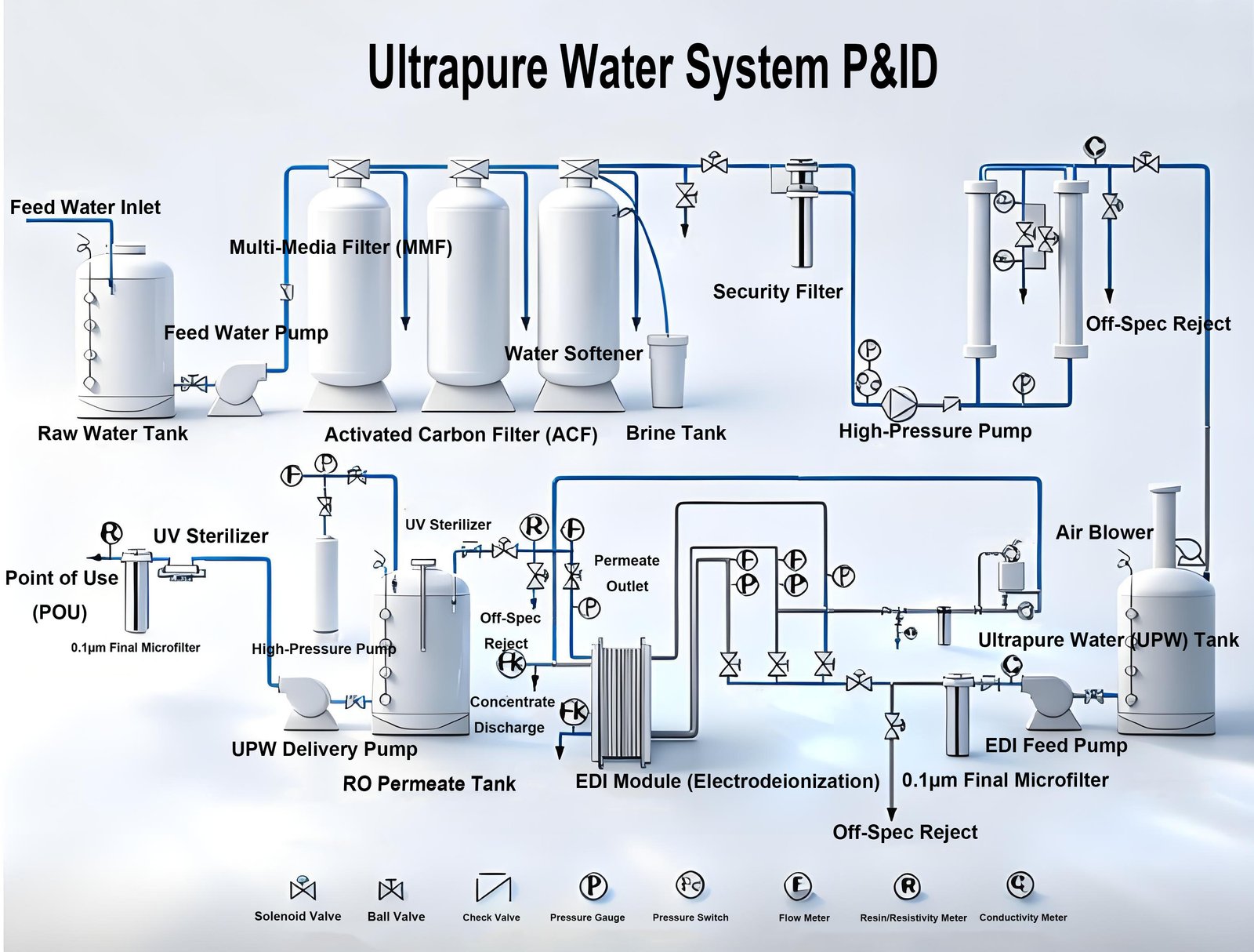 WANDONG ENVIRO RO and EDI Ultrapure Water System P&ID Diagram